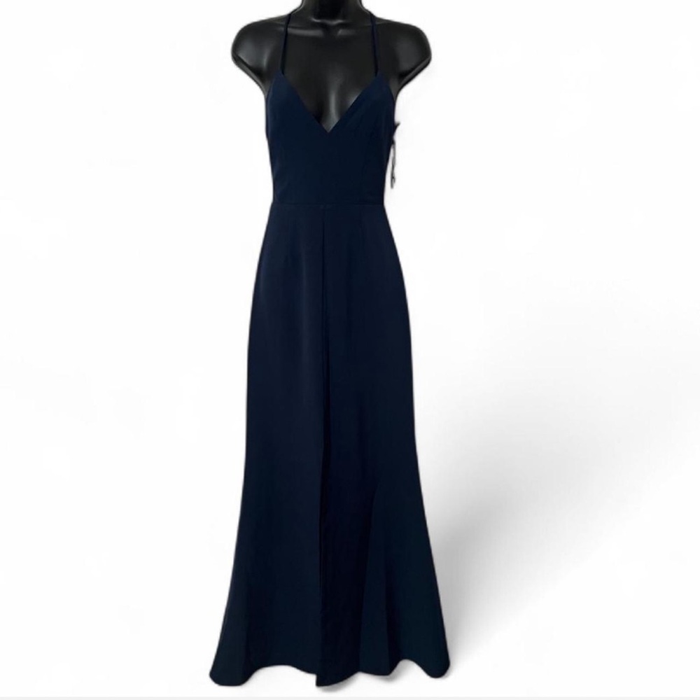 Lovers + Friends Helena Gown Navy Lace Chiffon Maxi Dress Size 2